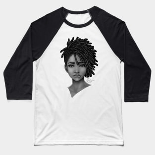 Loc Style | Beautiful Black Woman Portrait Art Baseball T-Shirt